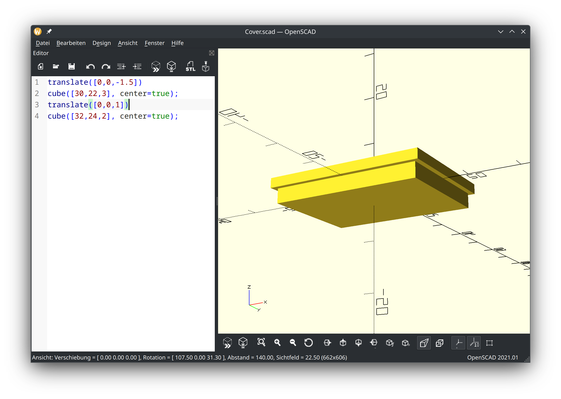screenshot of OpenSCAD